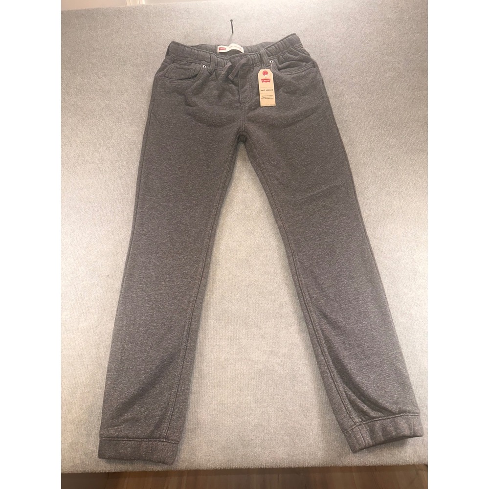 Levis Mens Knit Jogger Pants Gray Heather Elastic Waist XL 13-15 YRS NEW w/Tags